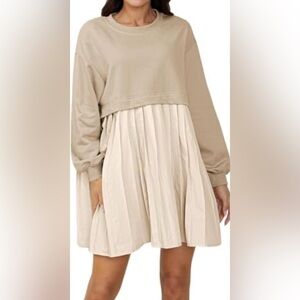 NWOT UGERLOV ELEANOR SWEATSHIRT DRESS XS. CREW NECK, PULLOVER,TONAL HEART DESIGN